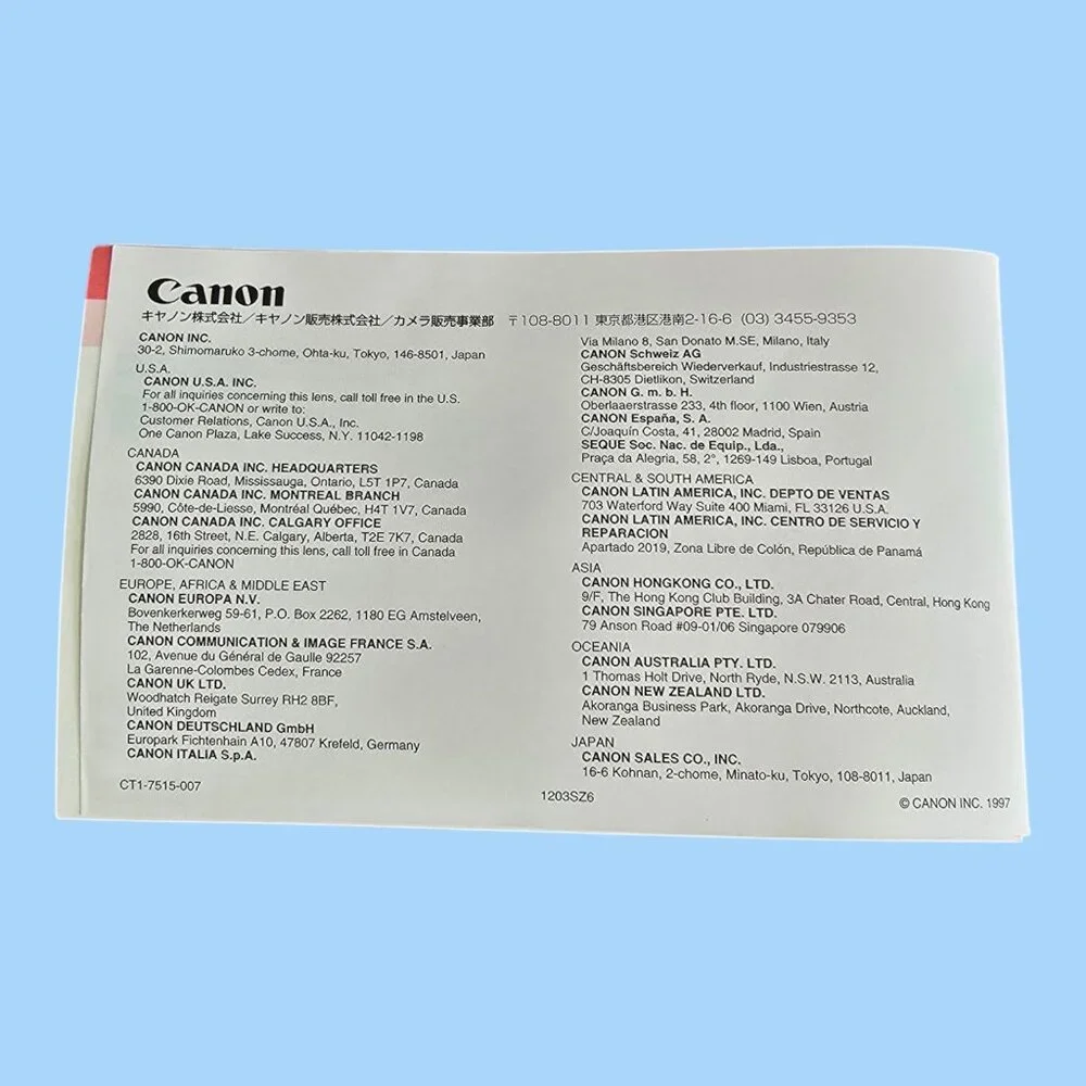 Set of 4 Canon EF Lens Instruction Manuals User Guides EF24-70, EF100, EF100-400